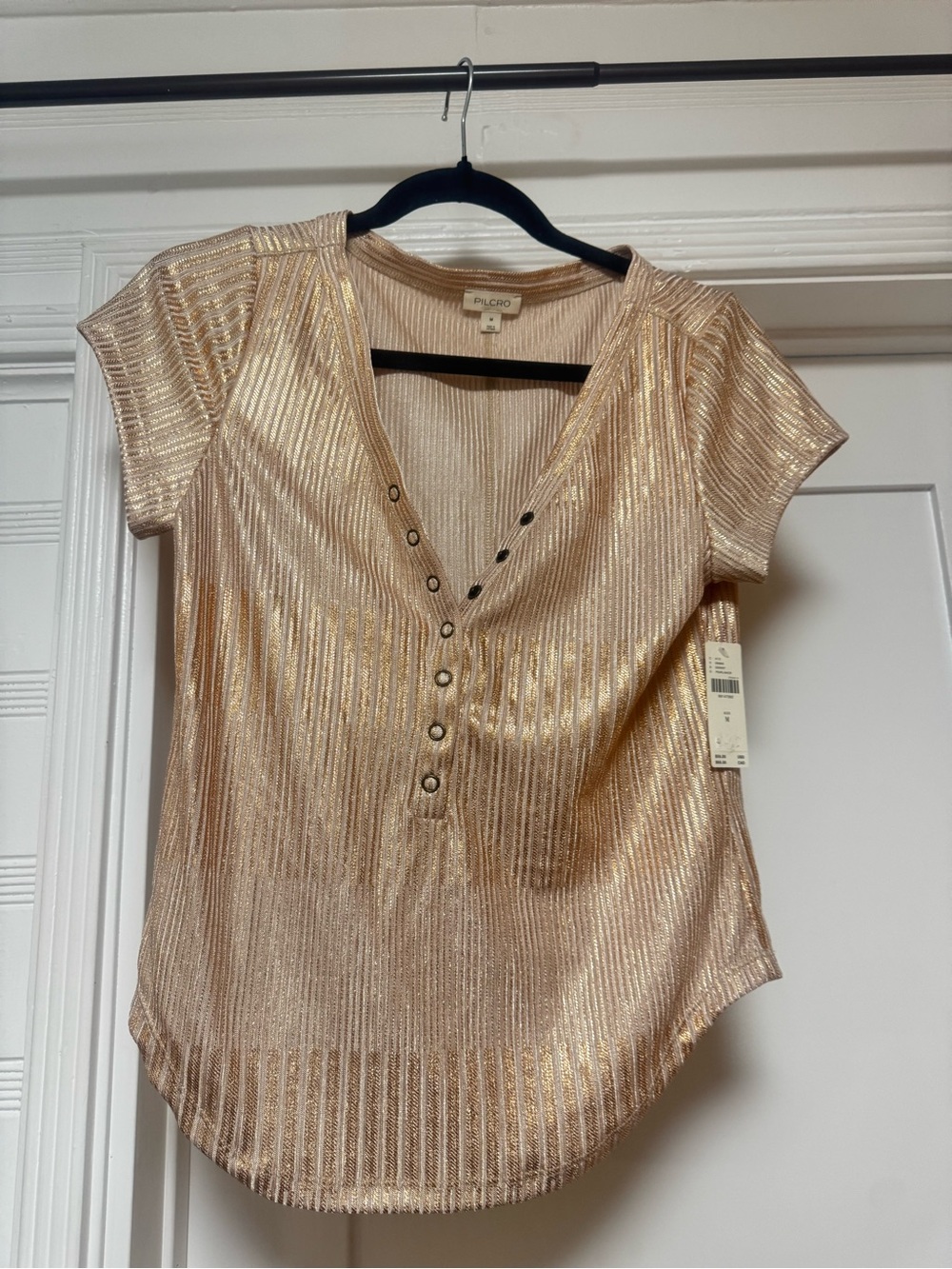 Pilcro “The Andie” Henley in Pearl Shimmer